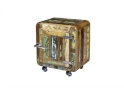 FREEZY #05 Comodino In Legno Riciclato - Laccato / Multicolore 50x38x56 -Massivmoebel24 09 618 804 1005 9