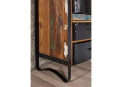 INDUSTRIAL #07 Armadio In Legno Riciclato E Ferro - Laccato Multicolore 90x43x180 -Massivmoebel24 09 618 811 0007 4