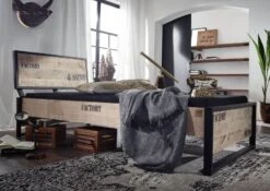 FACTORY #139 Letto Matrimoniale In Legno Di Mango E Ferro - Stampato 140x200 -Massivmoebel24 09 634 559 1010 3