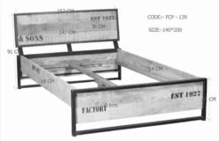 FACTORY #139 Letto Matrimoniale In Legno Di Mango E Ferro - Stampato 140x200 -Massivmoebel24 09 634 559 1010 8