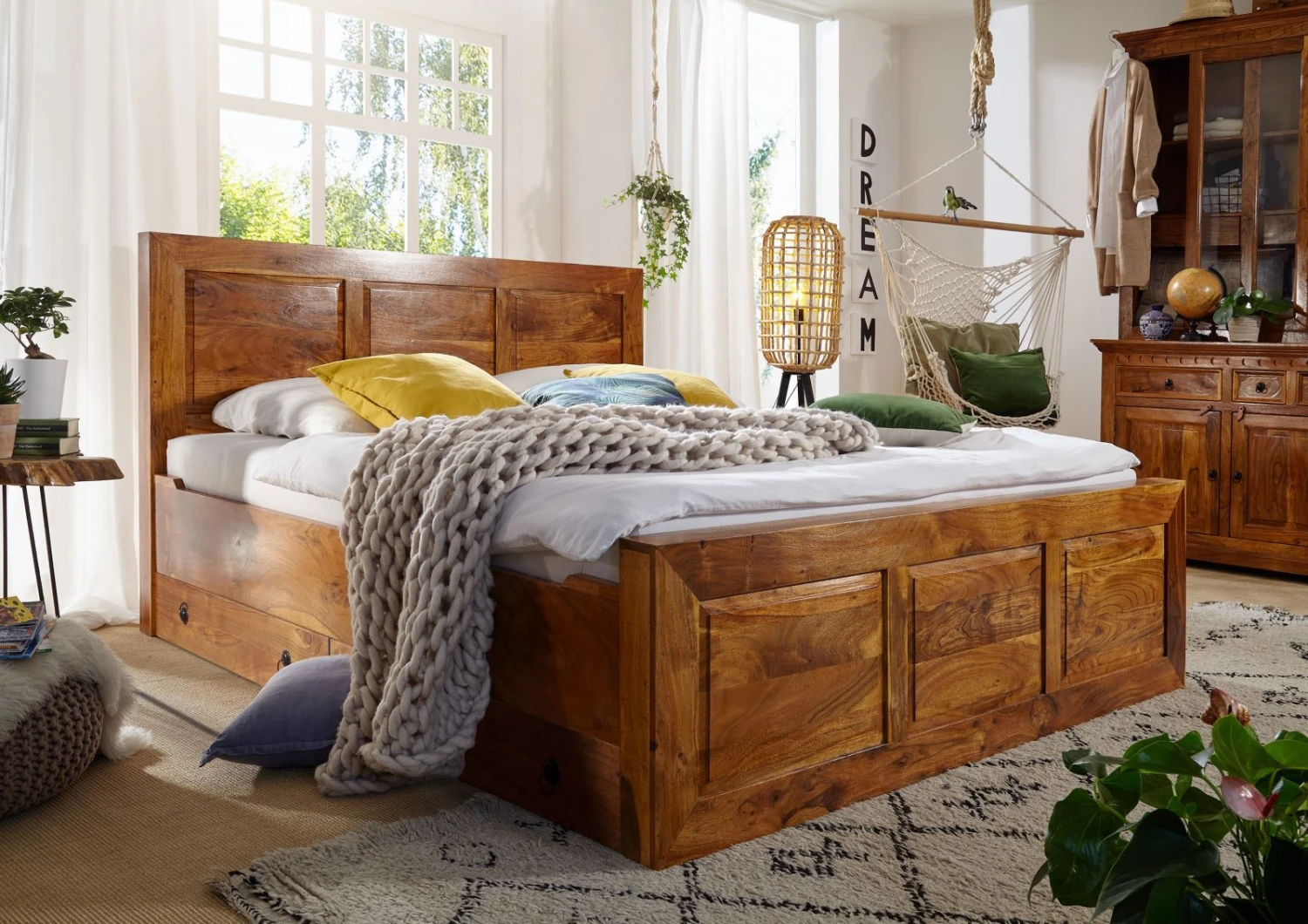 OXFORD #0304 Letto Matrimoniale In Legno Di Acacia - Laccato / Miele 140x200 3 OXFORD #0304 Letto Matrimoniale In Legno Di Acacia - Laccato / Miele 140x200