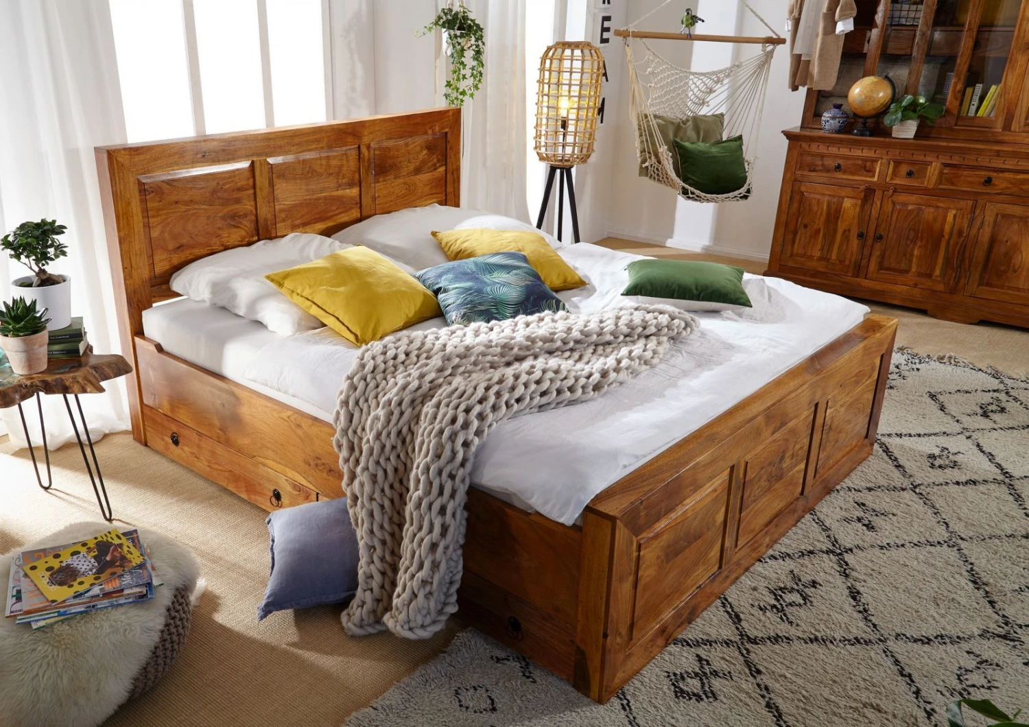 OXFORD #0304 Letto Matrimoniale In Legno Di Acacia - Laccato / Miele 140x200 4 OXFORD #0304 Letto Matrimoniale In Legno Di Acacia - Laccato / Miele 140x200 - immagine 2