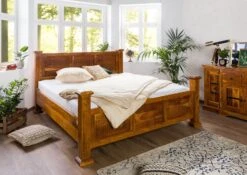 OXFORD #0131 Letto Matrimoniale In Legno Di Acacia - Laccato / Miele 160x200