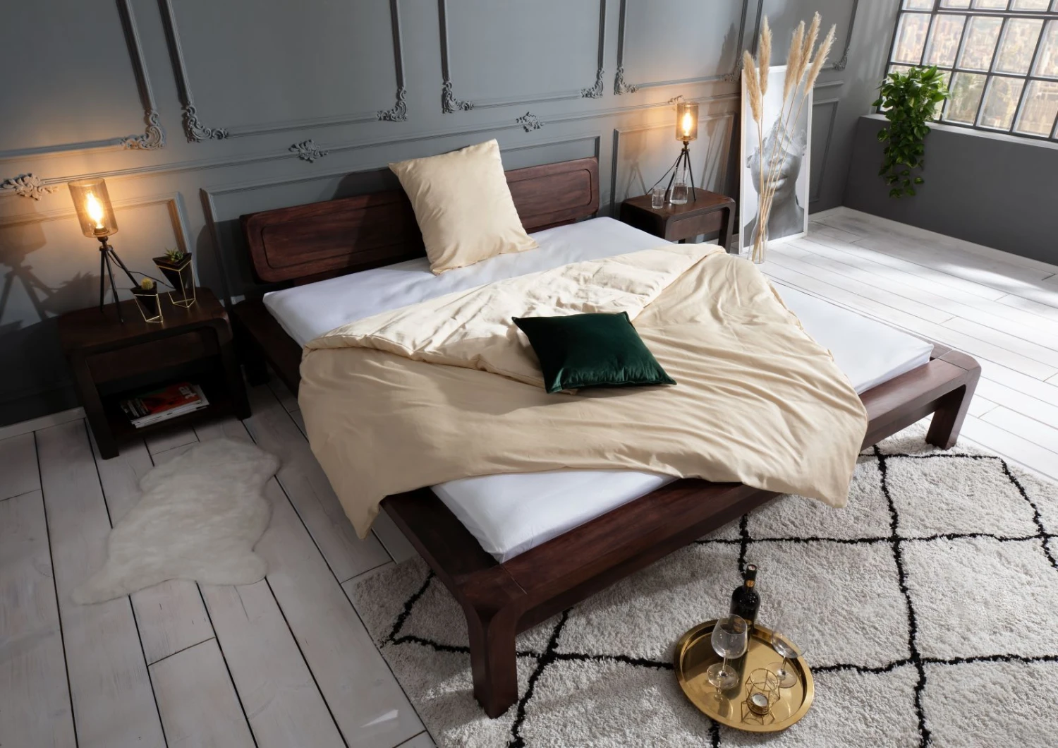 BUENO #033 Letto Matrimoniale In Legno Di Acacia - Laccato / Tabacco 140x200 4 BUENO #033 Letto Matrimoniale In Legno Di Acacia - Laccato / Tabacco 140x200 - immagine 2