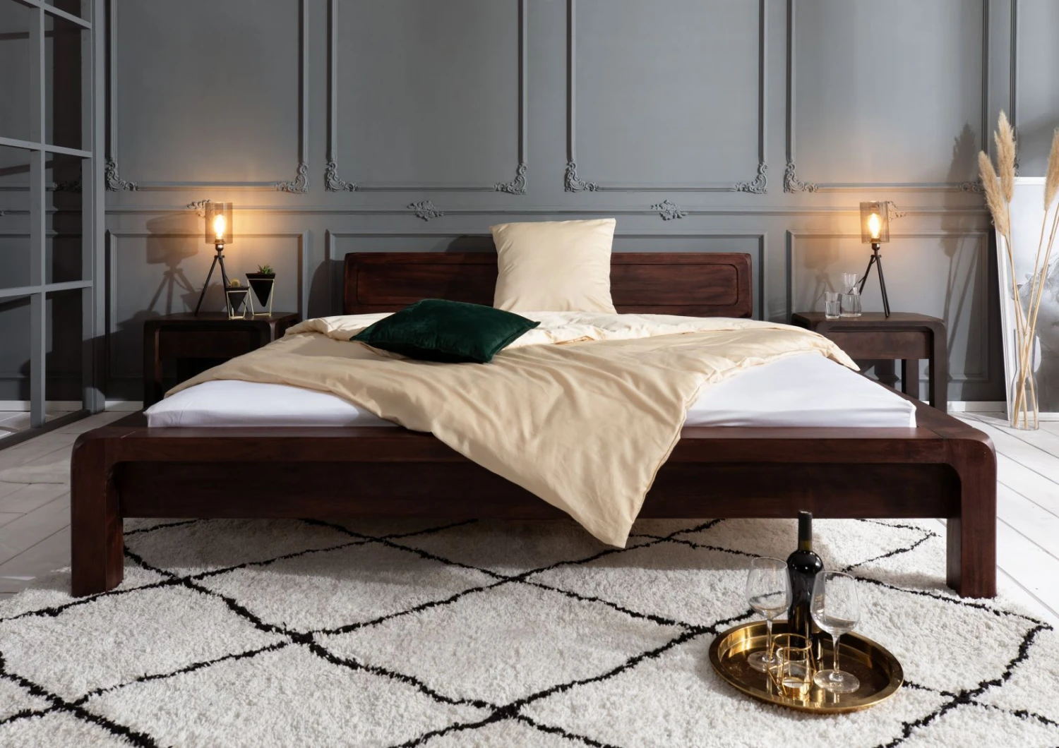 BUENO #033 Letto Matrimoniale In Legno Di Acacia - Laccato / Tabacco 140x200 5 BUENO #033 Letto Matrimoniale In Legno Di Acacia - Laccato / Tabacco 140x200 - immagine 3