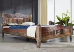 FABLE #21 Letto Matrimoniale In Legno Riciclato - Laccato / Multicolore 140x200 -Massivmoebel24 09 634 751 0021 3