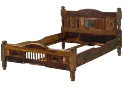 FABLE #21 Letto Matrimoniale In Legno Riciclato - Laccato / Multicolore 140x200 -Massivmoebel24 09 634 751 0021 9