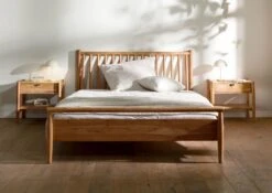 Letto In Legno Di Acacia 160x200 Laccato / Naturale KOPENHAGEN #115