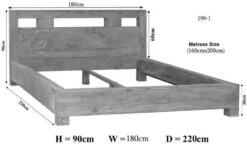 NATURE WHITE #201 Letto Matrimoniale In Legno Di Acacia - Patinato / White Stone 160x200 -Massivmoebel24 09 636 552 2001 8