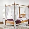 Letto A Baldacchino In Legno Di Sheesham / Palissandro 167x221 Marrone Oliato NATURE BROWN #531 -Massivmoebel24 09 636 553 5031 1