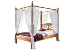 Letto A Baldacchino In Legno Di Sheesham / Palissandro 167x221 Marrone Oliato NATURE BROWN #531 -Massivmoebel24 09 636 553 5031 8