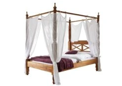 Letto A Baldacchino In Legno Di Sheesham / Palissandro 167x221 Marrone Oliato NATURE BROWN #531 -Massivmoebel24 09 636 553 5031 9