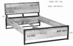 FACTORY #140 Letto Matrimoniale In Legno Di Mango E Ferro - Stampato 160x200 -Massivmoebel24 09 636 559 1011 8