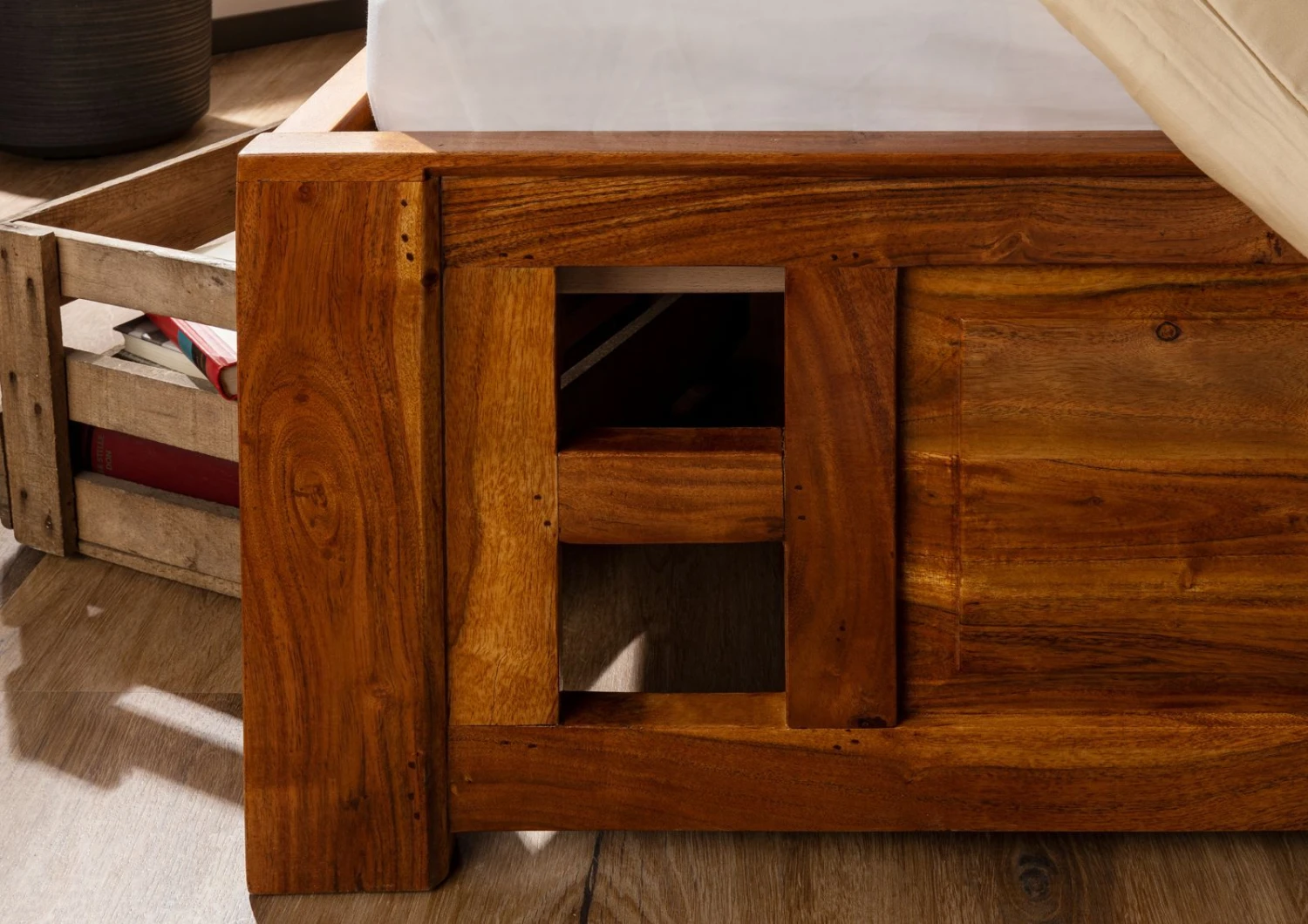 OXFORD #0252 Letto Matrimoniale Il Legno Di Acacia - Laccato / Miele 160x200 6 OXFORD #0252 Letto Matrimoniale Il Legno Di Acacia - Laccato / Miele 160x200 - immagine 4