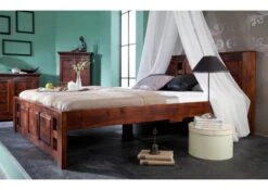 OXFORD #252 Letto Matrimoniale In Legno Di Acacia - Laccato / Nougat 160x200 -Massivmoebel24 09 636 620 8012 3