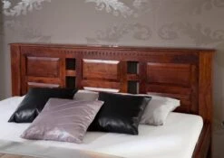 OXFORD #252 Letto Matrimoniale In Legno Di Acacia - Laccato / Nougat 160x200 -Massivmoebel24 09 636 620 8012 4