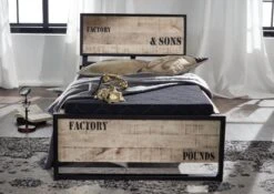 FACTORY #141 Letto Matrimoniale In Legno Di Mango E Ferro - Stampato 180x200 -Massivmoebel24 09 638 559 1012 4