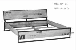 FACTORY #141 Letto Matrimoniale In Legno Di Mango E Ferro - Stampato 180x200 -Massivmoebel24 09 638 559 1012 8