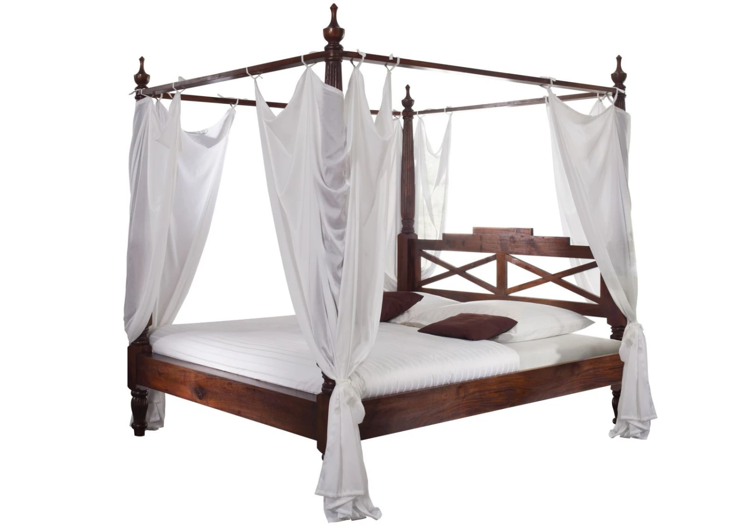 Letto A Baldacchino In Legno Di Acacia 187x221 Nougat Laccato OXFORD #246 5 Letto A Baldacchino In Legno Di Acacia 187x221 Nougat Laccato OXFORD #246 - immagine 4