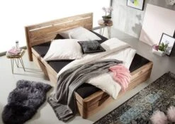 TORONTO #153 Letto Matrimoniale In Legno Di Sheesham - Decapato / Smoked Cherry 180x200 -Massivmoebel24 09 638 665 0054 5