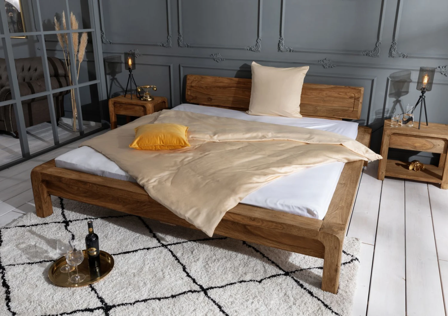 BUENO #001 Letto Matrimoniale In Legno Di Sheesham - Oliato / Marrone 180x200 4 BUENO #001 Letto Matrimoniale In Legno Di Sheesham - Oliato / Marrone 180x200 - immagine 2