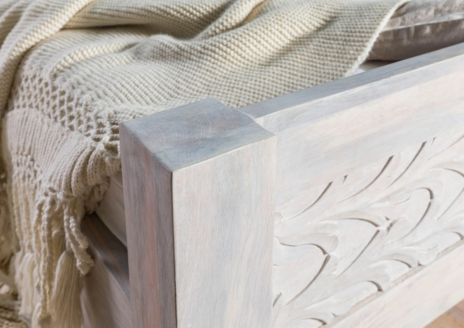 KASHMIR #103 Letto Matrimoniale In Legno Di Mango - Oliato / Bianco 180x200 6 KASHMIR #103 Letto Matrimoniale In Legno Di Mango - Oliato / Bianco 180x200 - immagine 4