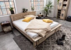 RAILWAY #342 Letto Matrimoniale In Legno Di Mango - Laccato / Whitewash 180x200 -Massivmoebel24 09 638 772 2033 2