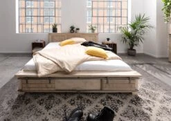 RAILWAY #342 Letto Matrimoniale In Legno Di Mango - Laccato / Whitewash 180x200 -Massivmoebel24 09 638 772 2033 3