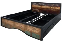 INDUSTRIAL #109 Letto Matrimoniale -2 Cassetti In Legno Riciclato E Ferro - Laccato Multicolore 180x200 -Massivmoebel24 09 638 811 0109 9