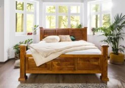 OXFORD #0133 Letto Matrimoniale In Legno Di Acacia - Laccato / Miele 200x200 -Massivmoebel24 09 640 610 0133 3