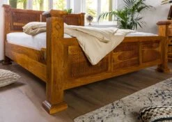 OXFORD #0133 Letto Matrimoniale In Legno Di Acacia - Laccato / Miele 200x200 -Massivmoebel24 09 640 610 0133 4