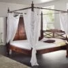 Letto A Baldacchino In Legno Di Acacia 207x221 Nougat Laccato OXFORD #247 -Massivmoebel24 09 640 620 6319 1