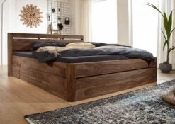 TORONTO #159 Letto Matrimoniale In Legno Di Sheesham - Decapato / Smoked Cherry 200x200 -Massivmoebel24 09 640 665 0060 3