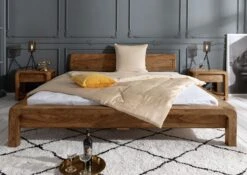 BUENO #002 Letto Matrimoniale In Legno Di Sheesham - Oliato / Marrone 200x200 -Massivmoebel24 09 640 679 0002 3