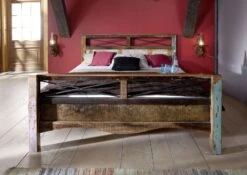 NATURE OF SPIRIT #48 Letto Matrimoniale In Legno Riciclato - Laccato / Multicolore 200x200 -Massivmoebel24 09 640 700 5147 2