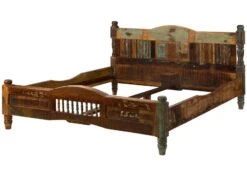 FABLE #23 Letto Matrimoniale In Legno Riciclato - Laccato / Multicolore 200x200 -Massivmoebel24 09 640 751 0023 9