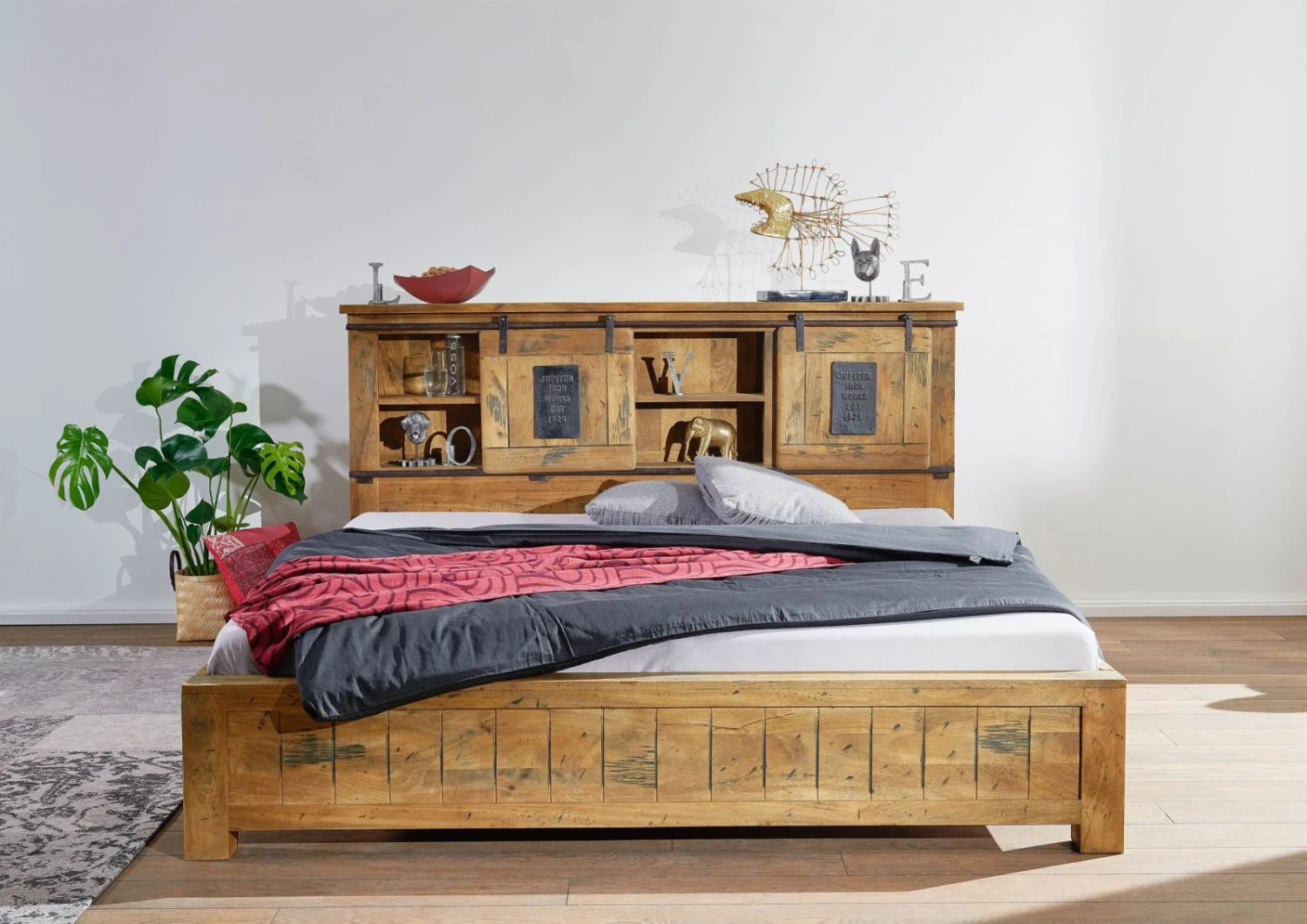 RAILWAY #174 Letto Matrimoniale In Legno Di Mango - Laccato / Natur 200x200 6 RAILWAY #174 Letto Matrimoniale In Legno Di Mango - Laccato / Natur 200x200 - immagine 4