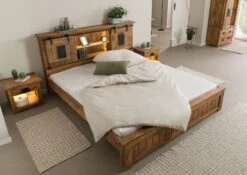 Letto In Legno Di Mango / Legno Riciclato 160x200 Laccato Naturale RAILWAY LUX #111 -Massivmoebel24 09 640 773 0013 02