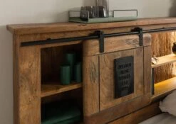 Letto In Legno Di Mango / Legno Riciclato 160x200 Laccato Naturale RAILWAY LUX #111 -Massivmoebel24 09 640 773 0013 06