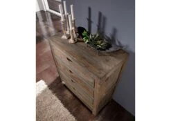 NATURE GREY #85 Cassettiera In Legno Di Sheesham - Oliato / Grigio 85x42x95 -Massivmoebel24 09 680 550 0085 3