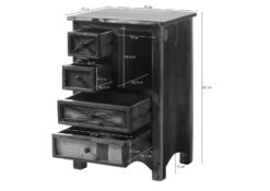 NATURE OF SPIRIT #128 Comodino In Legno Riciclato - Laccato / Multicolore 55x40x80 -Massivmoebel24 09 680 700 0028 08