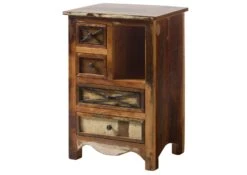 NATURE OF SPIRIT #128 Comodino In Legno Riciclato - Laccato / Multicolore 55x40x80 -Massivmoebel24 09 680 700 0028 09