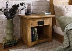 Nachttisch Mango 50x40x45 Natur Lackiert RAILWAY #187