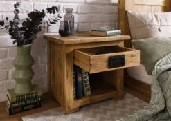 Nachttisch Mango 50x40x45 Natur Lackiert RAILWAY #187 -Massivmoebel24 09 680 772 0087 04