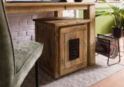 Nachttisch Mango 50x50x60 Natur Lackiert RAILWAY #1002