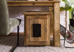 Nachttisch Mango 50x50x60 Natur Lackiert RAILWAY #1002 -Massivmoebel24 09 680 772 0102 03