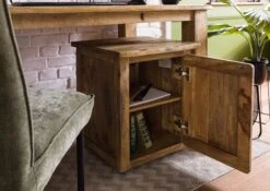 Nachttisch Mango 50x50x60 Natur Lackiert RAILWAY #1002 -Massivmoebel24 09 680 772 0102 04