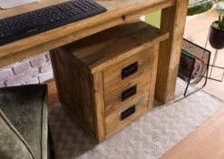 Nachttisch Mango 50x50x60 Natur Lackiert RAILWAY #1003 -Massivmoebel24 09 680 772 0103 02