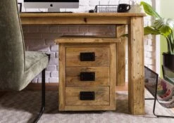 Nachttisch Mango 50x50x60 Natur Lackiert RAILWAY #1003 -Massivmoebel24 09 680 772 0103 03