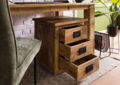 Nachttisch Mango 50x50x60 Natur Lackiert RAILWAY #1003 -Massivmoebel24 09 680 772 0103 04